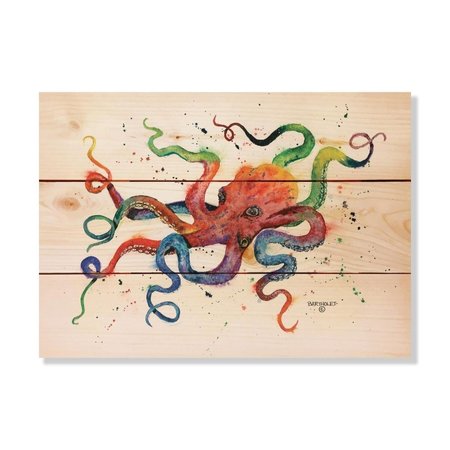 WILE E. WOOD 15 x 11 in. Bartholets Rainbow Octopus Wood Art DBROC-1511